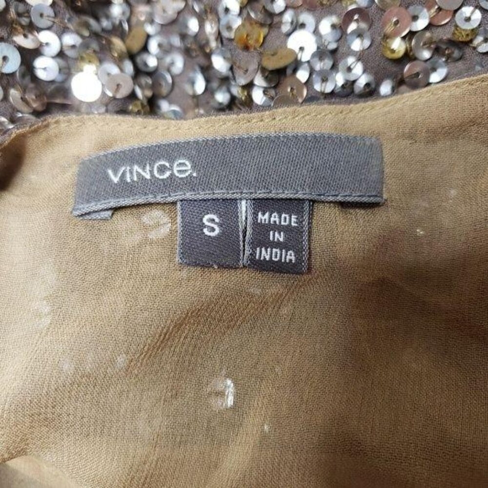 Vince Sequin sparkle Top size small gold cropped Short Sleeve club party bridal - Picture 4 of 8
